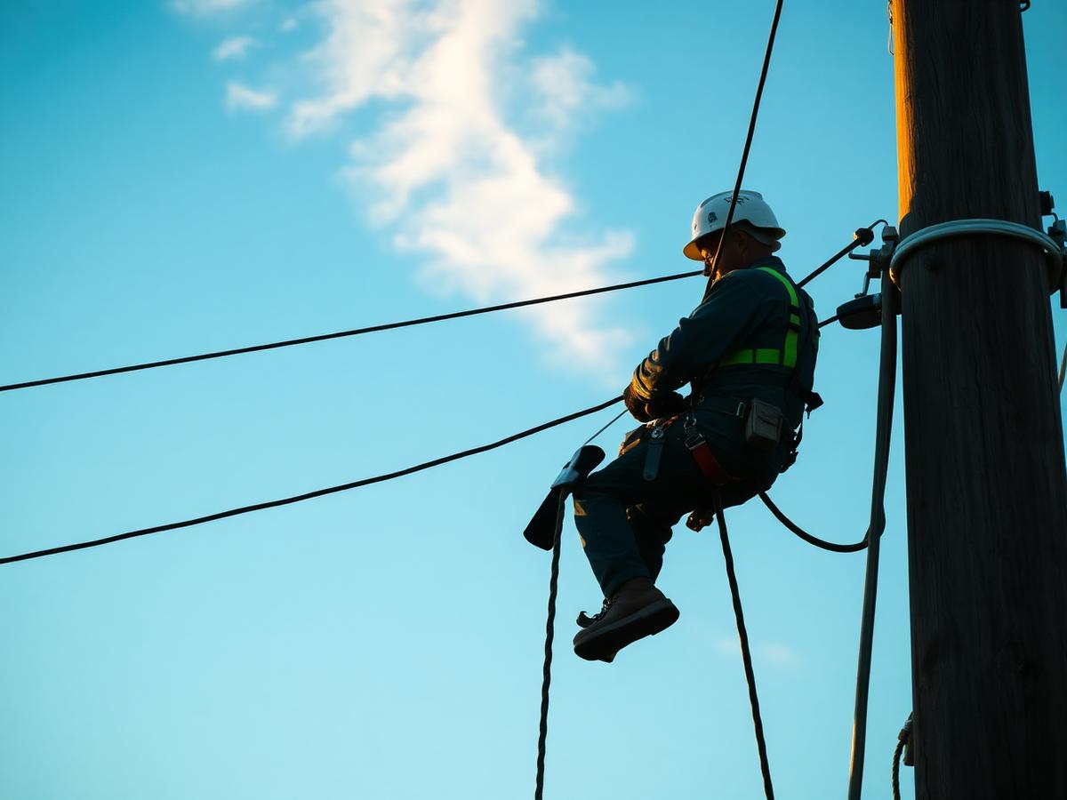 Aerial cabling work, a skilled trade that is safe from AI automation